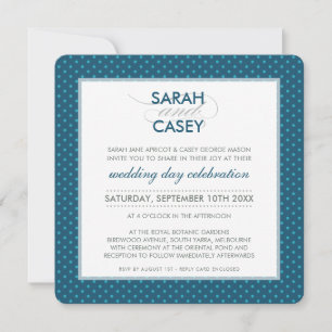 MODERN WEDDING simple bold spot monogram blue aqua Invitation