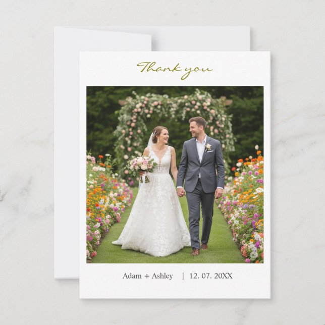 Modern Wedding Simple Custom Photo DIY Thank you (Front)
