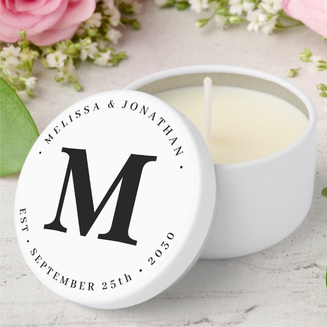 Modern Wedding Simple Personalized Monogram Mini Candle Favors (Creator Uploaded)