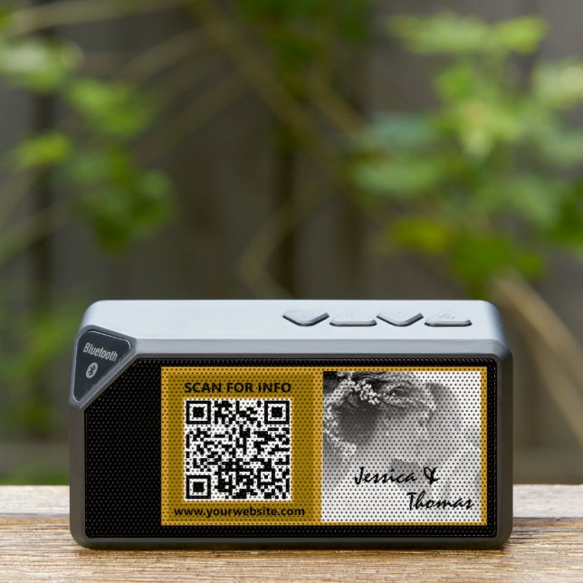 Modern Wedding Speaker, QR Code, Photo, Black Bluetooth Speaker (Insitu(Outdoor))