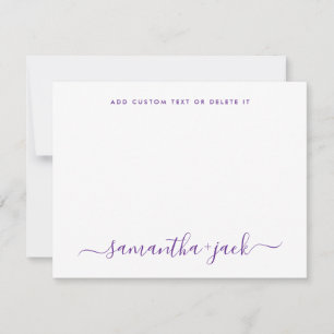 Modern Wedding Stylish Script Elegant Minimalist Note Card