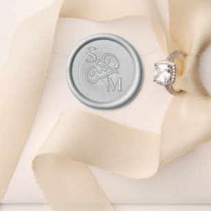 Modern Wedding Swirled And Caligraphy Monogram Wax Seal Stamp