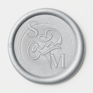 Modern Wedding Swirled And Caligraphy Monogram Wax Seal Sticker
