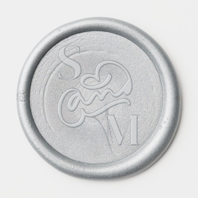 Modern Wedding Swirled And Caligraphy Monogram  Wax Seal Sticker (Front)