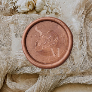 Modern Wedding Swirled And Caligraphy Monogram  Wax Seal Sticker