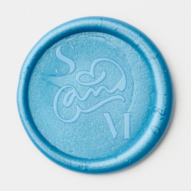 Modern Wedding Swirled And Caligraphy Monogram  Wax Seal Sticker (Front)