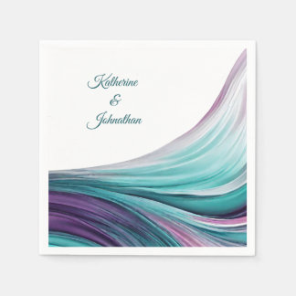 Modern Wedding Table Decor-Purple and Teal- Napkins