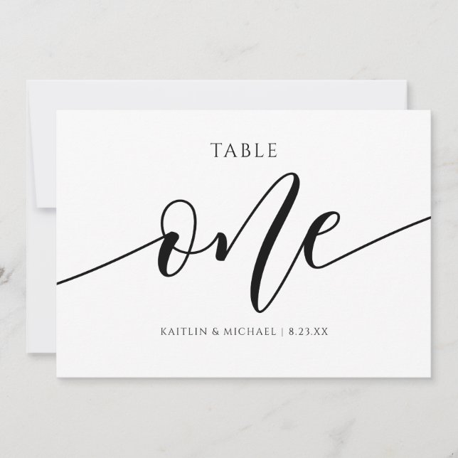 Modern Wedding Table Numbers Calligraphy - 1 (Front)