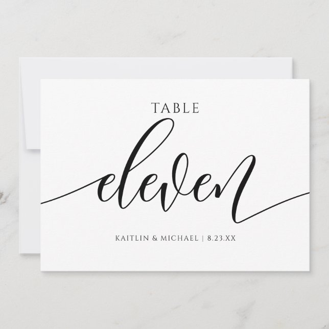 Modern Wedding Table Numbers Calligraphy - 11 (Front)