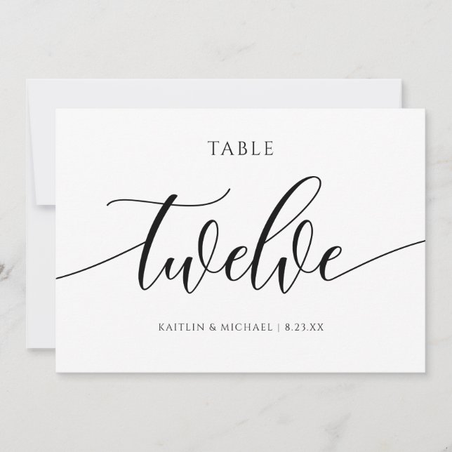 Modern Wedding Table Numbers Calligraphy - 12 (Front)