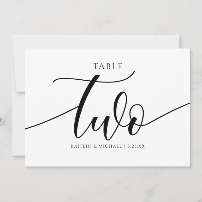 Modern Wedding Table Numbers Calligraphy - 2 (Front)