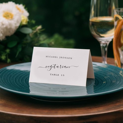 Modern Wedding Table Place Cards With Meal Choice