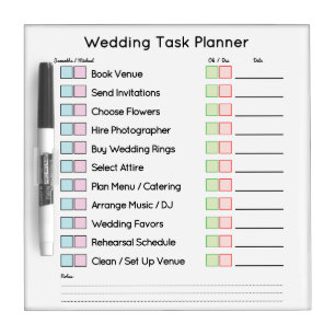 Modern Wedding Task Planner Dry Erase Board