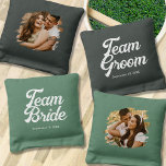 Modern Wedding Team Bride Groom Cornhole Bags<br><div class="desc">Fun personalized wedding cornhole bags featuring the text 'team bride' and 'team groom',  the wedding date,  and 2 photos for you to replace with your own.</div>