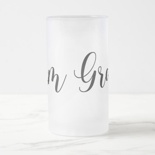 Modern Wedding Team Groom with Bowtie Design Frosted Glass Beer Mug