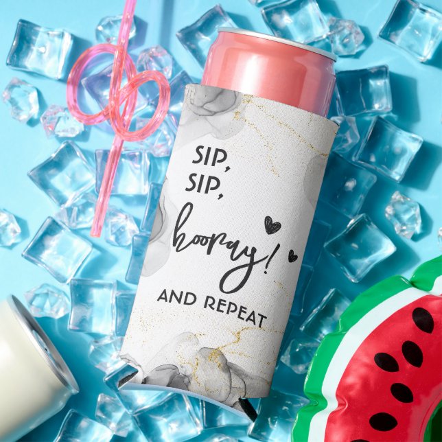 Modern Wedding Template Black and White Simple  Seltzer Can Cooler (In Situ Summer)