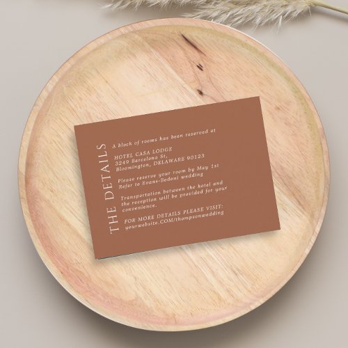 Modern Wedding Terracotta Details Enclosure Card