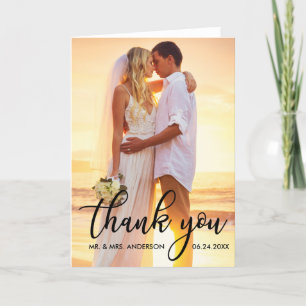 Modern Wedding Thank You Bride Groom Photo B Fold Card