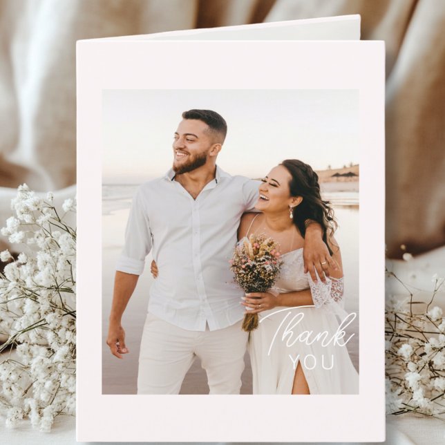 Modern Wedding Thank You Card 3 Photos (Modern, Minimal, Wedding "Thank You" Card, 3 Photos.)