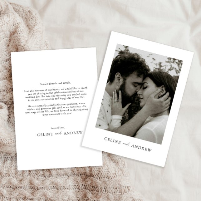 Modern Wedding Thank You Card with Photo (Creator Uploaded)