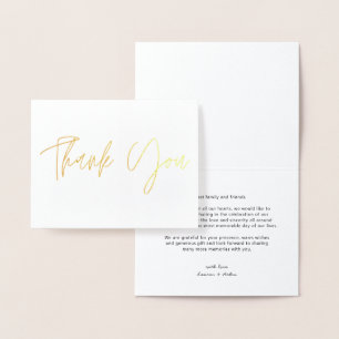 Modern Wedding Thank You Gold Foil folded  Card