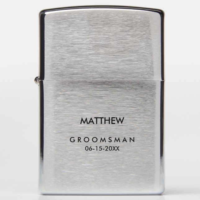 Modern Wedding Thank You Groomsman Zippo Lighter (Front)