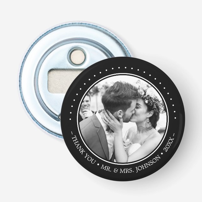 Modern Wedding Thank You Photo Bottle Opener (Front)