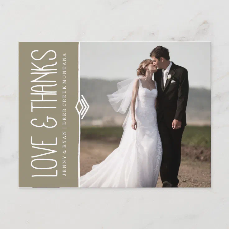 MODERN WEDDING THANK YOU POST CARD Zazzle