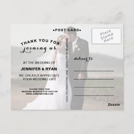MODERN WEDDING THANK YOU POST CARD | Zazzle