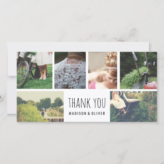 Modern Wedding Thank You Six Photo Collage (Front)