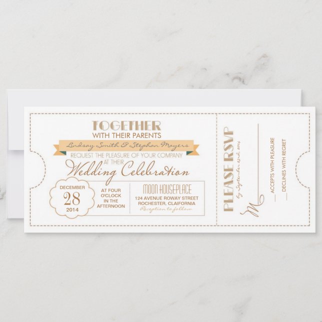 modern wedding ticket invitation (Front)