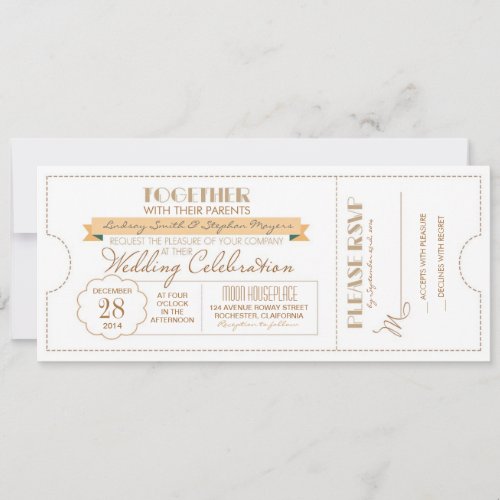 modern wedding ticket invitation