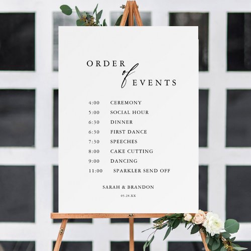 Modern Wedding Timeline Wedding Order of Events Foam Board