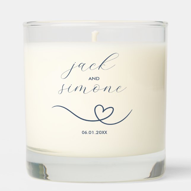 Modern Wedding | Trendy Favors | Dark Blue Scented Candle (Front)