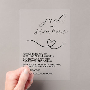 Modern Wedding   Trendy Invites   Minimal Black Acrylic Invitations