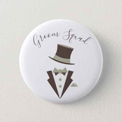 Modern Wedding Tuxedo Top Hat Groom Squad White Button