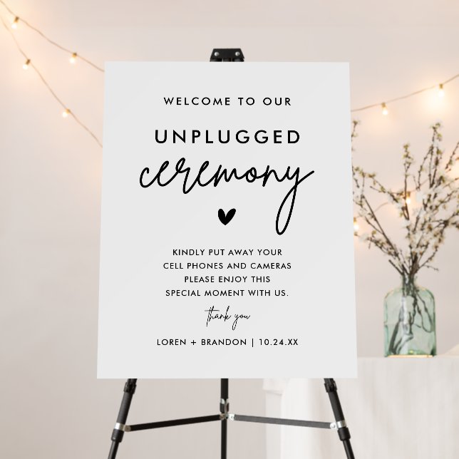 Modern Wedding Unplugged Ceremony Sign (In Situ (Stand))