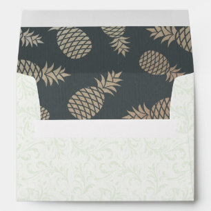 Modern Wedding Vintage Gold Foil Pineapple Couple Envelope