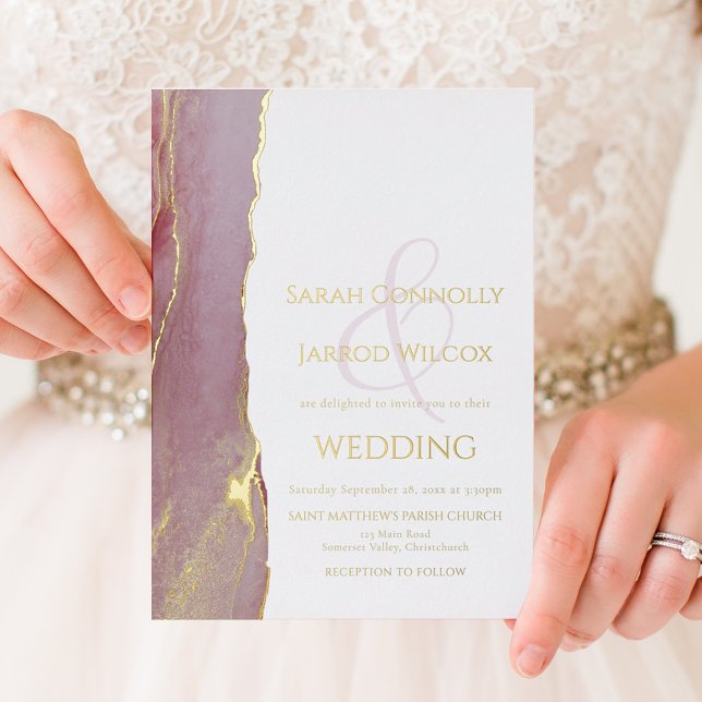 Modern Wedding Viva Magenta Gold Foil Invitation (Creator Uploaded)