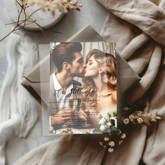 Modern Wedding Vow Renewal Anniversary Party Vellum Invitations (Creator Uploaded)