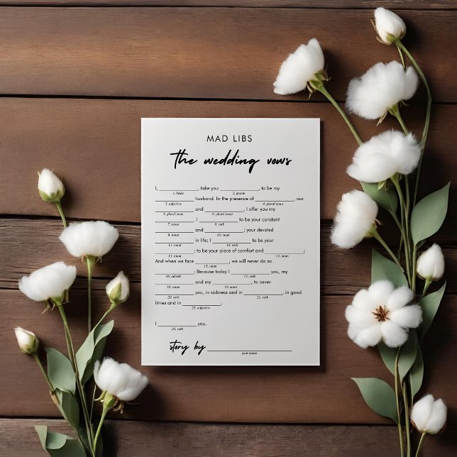 Modern Wedding Vows Bridal Libs Game Invitation (Creator Uploaded)