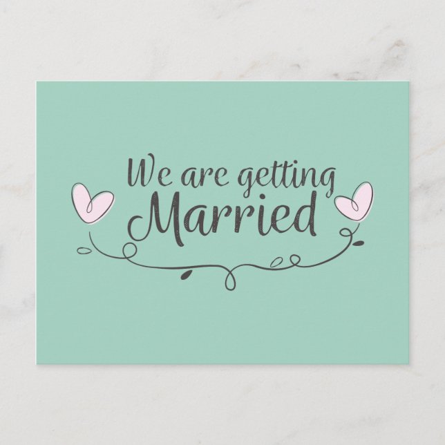 Modern Wedding We Are Getting Married Doodle Announcement Postcard (Front)