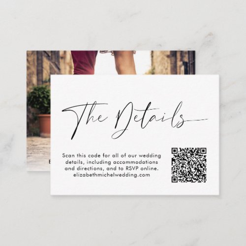 Modern Wedding Website QR Code Photo Enclosure Card