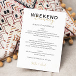 Modern Wedding Weekend Itinerary Card<br><div class="desc">Modern Calligraphic Wedding Weekend schedule timeline.
Design features an elegant modern style text layout. To make advanced changes,  please select "Click to customize further" option under Personalize this template.</div>