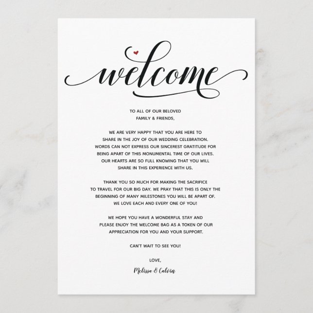 Modern Wedding Welcome and Itinerary card v25 (Front)