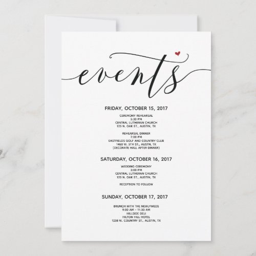 Modern Wedding Welcome and Itinerary card v8