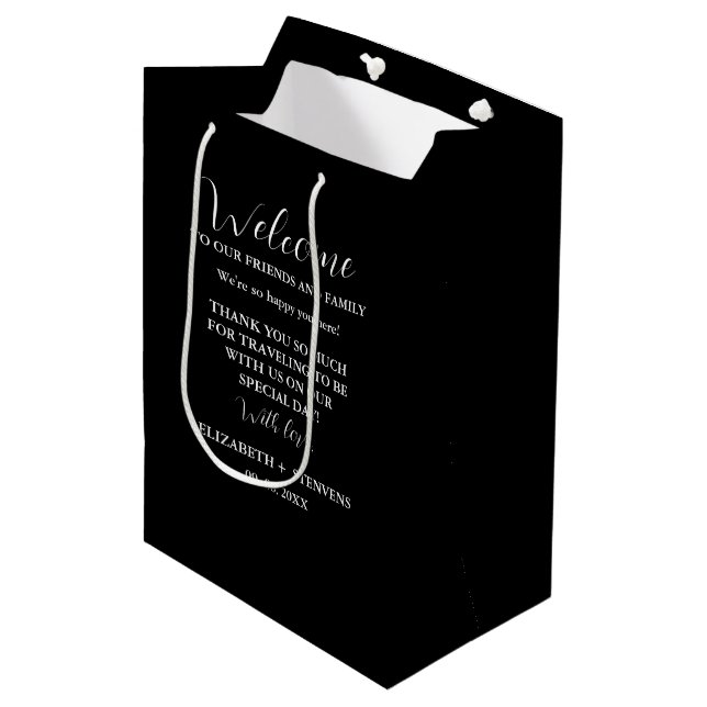 Modern wedding welcome bag hotel guest bags  (Front Angled)