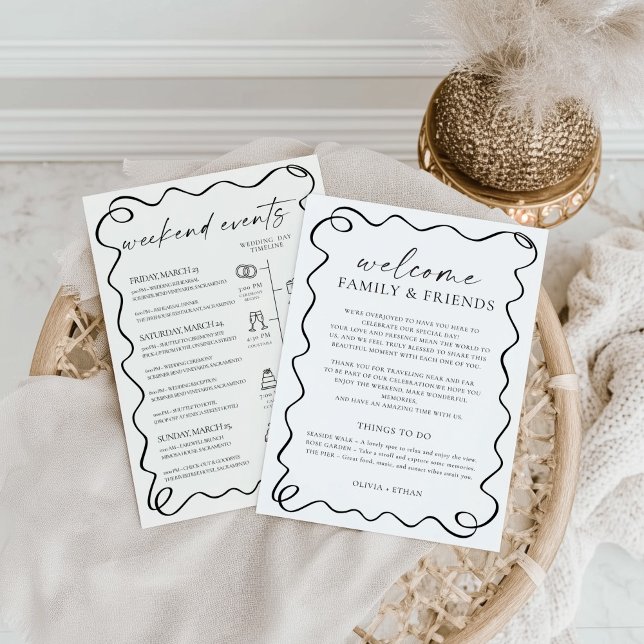  Modern Wedding Welcome Bag Letter & Timeline Card (Creator Uploaded)