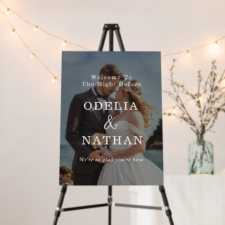 Modern Wedding Welcome Photo Sign The Night Before