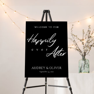 Modern Wedding Welcome Sign Happily Ever After